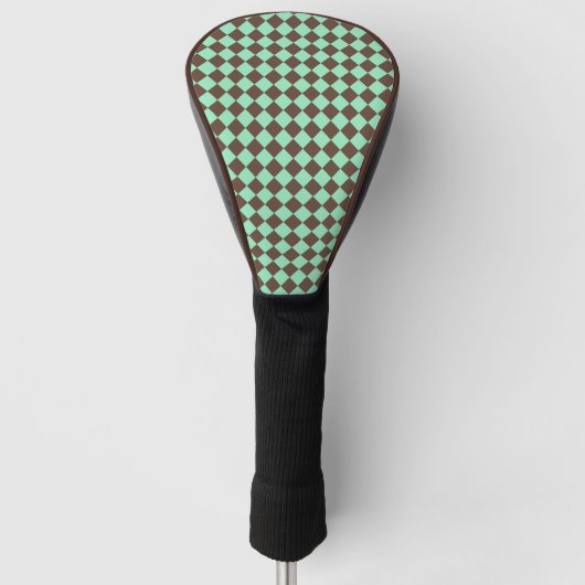 Green Brown Diamond Schachbrett Muster Golf Headcover (Vorderseite)
