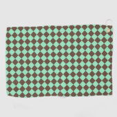 Green Brown Diamond Schachbrett Muster Golfhandtuch (Horizontal)