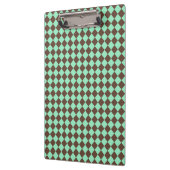 Green Brown Diamond Schachbrett Muster Klemmbrett (Links)