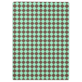 Green Brown Diamond Schachbrett Muster Klemmbrett (Rückseite)