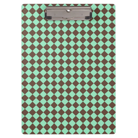 Green Brown Diamond Schachbrett Muster Klemmbrett (Vorderseite)