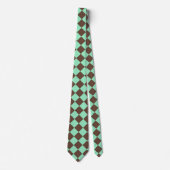 Green Brown Diamond Schachbrett Muster Krawatte (Vorderseite)
