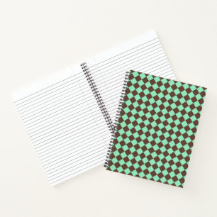 Green Brown Diamond Schachbrett Muster Notizblock