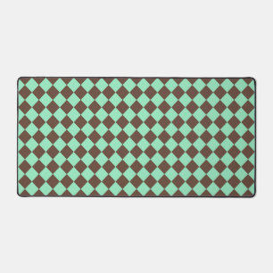 Green Brown Diamond Schachbrett Muster Schreibtischunterlage