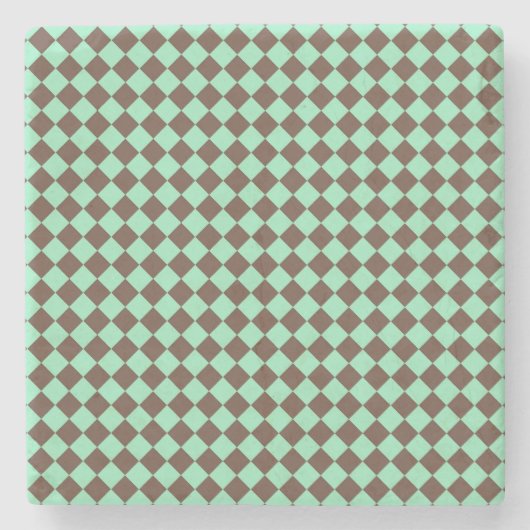 Green Brown Diamond Schachbrett Muster Steinuntersetzer (Vorderseite)