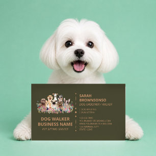Green Brown Dog Walking Service Boutique Haustier Visitenkarte