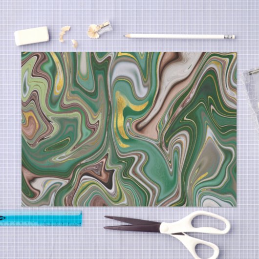 Green/Brown/Gold-Agate-Muster 2 Seidenpapier (Handwerk)