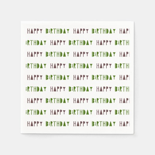 Green & Brown Happy Birthday Party Serviette (Vorderseite)