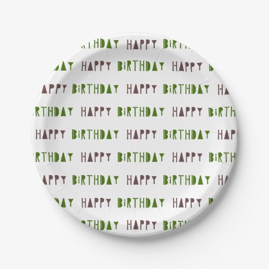 Green & Brown Happy Geburtstags-Party-Teller Pappteller (Vorderseite)