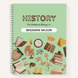 Green Brown History Spiral Notebook - Anpassbar Notizblock
