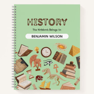Green Brown History Spiral Notebook - Anpassbar Notizblock