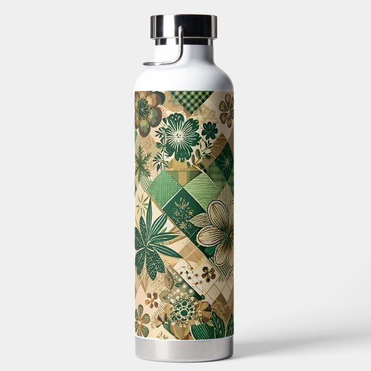 GREEN & BROWN IRISH SHAMROCKS & PLAID PATTERNS TRINKFLASCHE (Rechts)