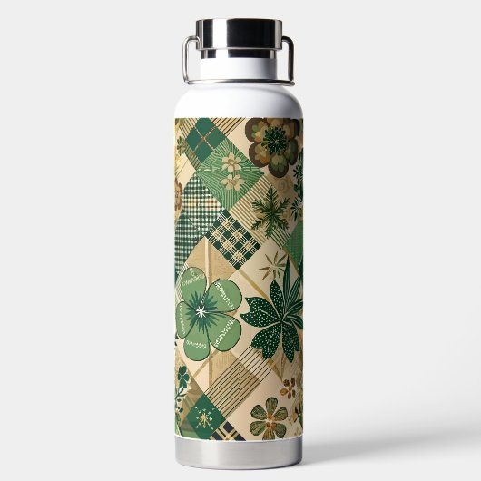 GREEN & BROWN IRISH SHAMROCKS & PLAID PATTERNS TRINKFLASCHE (Rückseite)