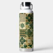 GREEN & BROWN IRISH SHAMROCKS & PLAID PATTERNS TRINKFLASCHE (Rückseite)