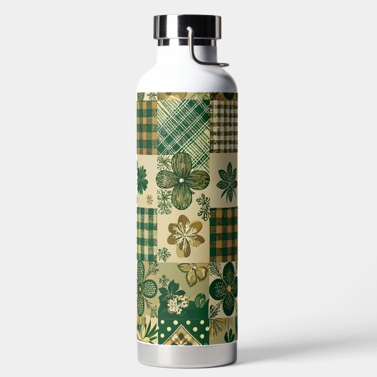 GREEN & BROWN IRISH SHAMROCKS & PLAID PATTERNS TRINKFLASCHE (links)