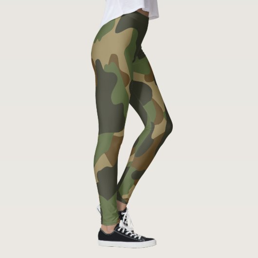 Green Brown Khaki Military Nature Camouflage Leggings (Rechts)