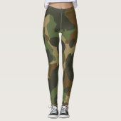 Green Brown Khaki Military Nature Camouflage Leggings (Vorderseite)