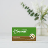 Green Brown Layers Handyman Motif Hammer Logo Visitenkarte (Stehend Vorderseite)