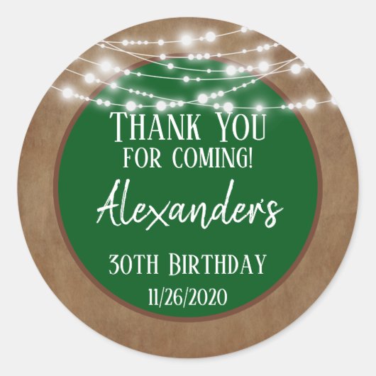Green Brown Lights Vielen Dank Geburtstag Gefallen Runder Aufkleber (Vorderseite)