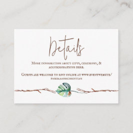 Green Brown Monstera Leaf Hinweiskarte