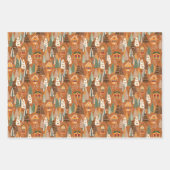 Green Brown Orange Christmas Forest Village Geschenkpapier Set (Vorderseite)