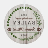 Green Brown Paw Prints für immer fehlte Memorial Ornament Aus Glas (Rückseite)