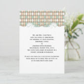 Green Brown Peach Harlequin Hochzeitsankündigung Einladung (Stehend Vorderseite)