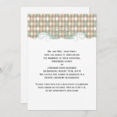 Green Brown Peach Harlequin Hochzeitsankündigung Einladung (Vorne/Hinten)
