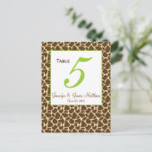 Green Brown Safari Wedding Tischnummer Card (Stehend Vorderseite)