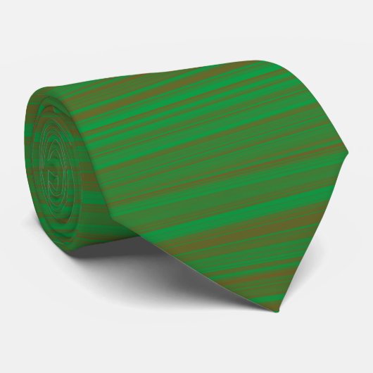 Green Brown Striping Muster Neck Tie Krawatte (Gerollt)