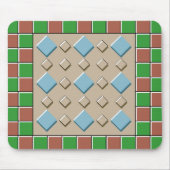 Green & Brown Tiles-Muster Mousepad (Vorne)