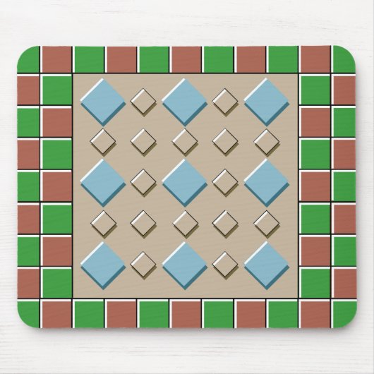 Green & Brown Tiles-Muster Mousepad (Vorne)