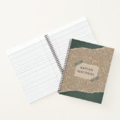Green Brown Torn Paper School Muster Personalisier Notizblock (Innenseite)