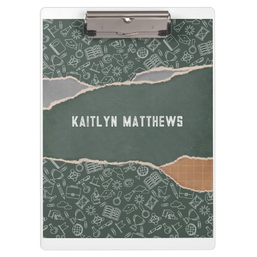 Green Brown Torrent Paper School Personalisiert Klemmbrett (Vorderseite)
