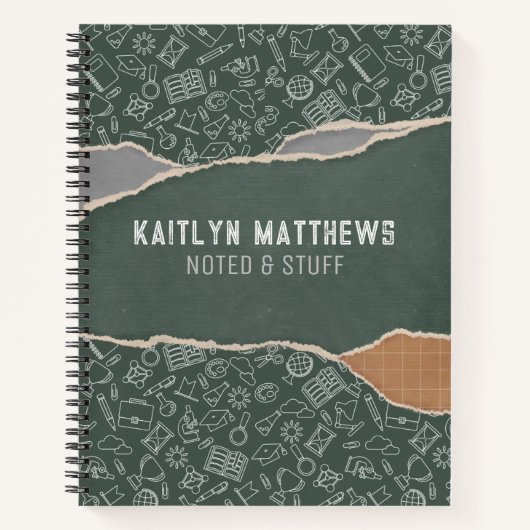 Green Brown Torrent Paper School Personalisiert Notizblock (Vorderseite)