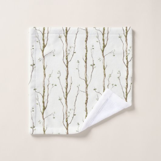 Green Brown Trees   Badhandtuch Set (Waschlappen)