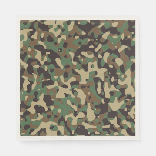 Green Brown Woodland Camouflage. Camouflage Serviette (Vorderseite)