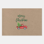 Green Brush Script Christmas Truck Kraft Style Geschenkpapier Set (Vorderseite 2)