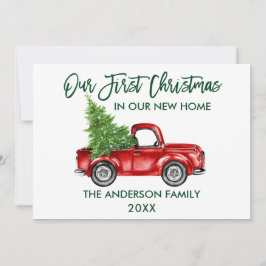 Green Brush Script Erste Weihnachtsfeier New Zuhau Feiertagskarte