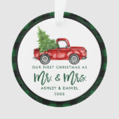Green Brush Script Truck Erste Weihnachtsfeier Kar Ornament (Vorderseite)
