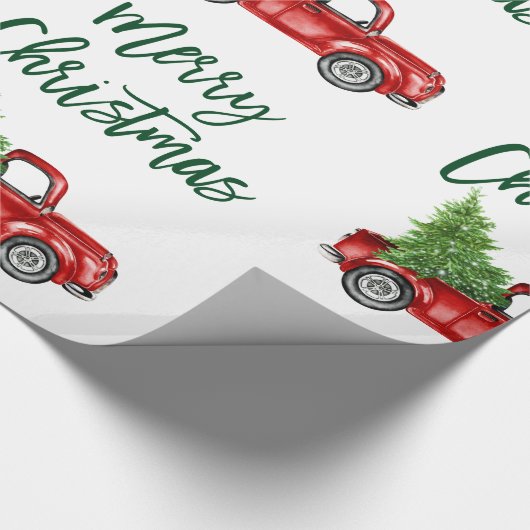 Green Brush Script Vintag Truck Geschenkpapier (Ecke)