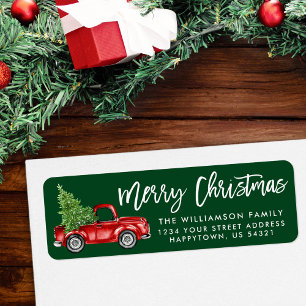 Green Brush Script Vintag Truck Weihnachten