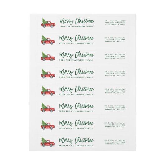 Green Brush Script Vintag Truck Weihnachtsbaum (Bogen)