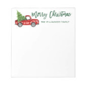 Green Brush Script Vintag Truck Weihnachtsbaum Notizblock (Vorderseite)
