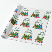 Green Brush Script Wasserfarben Gnomes Trees Geschenkpapier (Ungerollt)