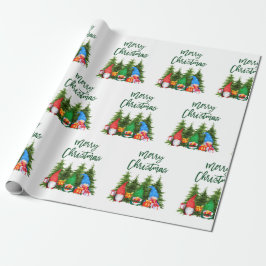 Green Brush Script Wasserfarben Gnomes Trees Geschenkpapier