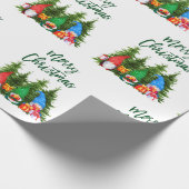 Green Brush Script Wasserfarben Gnomes Trees Geschenkpapier (Ecke)