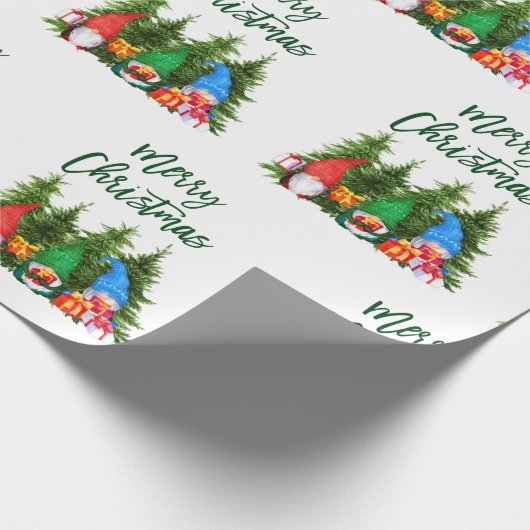 Green Brush Script Wasserfarben Gnomes Trees Geschenkpapier (Ecke)