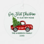 Green Brush Script Weihnachten Neue Zuhause Truck Ornament Aus Metall (Vorderseite)