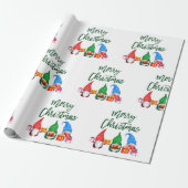 Green Brush Skript Weihnachten Wasserfarben Gnomes Geschenkpapier (Ungerollt)